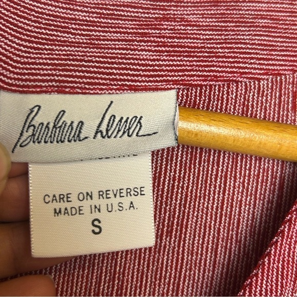 VTG Y2K Barbara Lerner Midi Dress S Red 3D slit hem Boho minimalist Confort SOFT - Picture 5 of 12